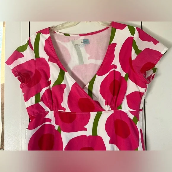 Boden Vibrant Carnation Pink/Kelly Green Cotton dress, 10, MSRP $119 - Picture 11 of 11